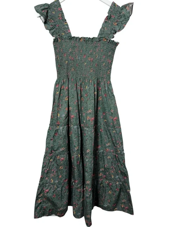 Hill House Ellie Nap Dress in Fleur Chintz Bottle Green Size Small - Picture 3 of 12